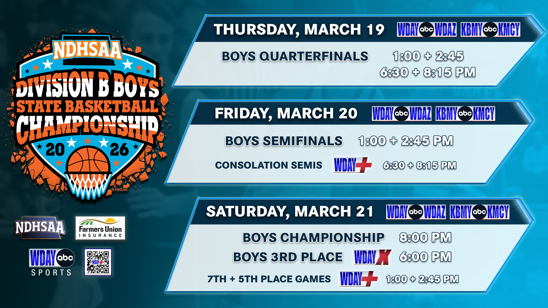 2026 NDHSAA Division B Boys Basketball State Tournament televised on ...
